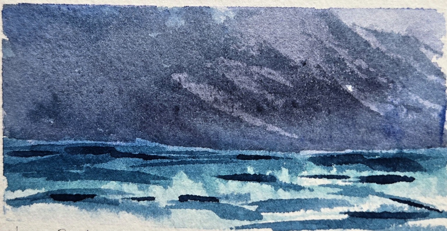Indigo Swell — original watercolor seascape by Richard Kuensting
